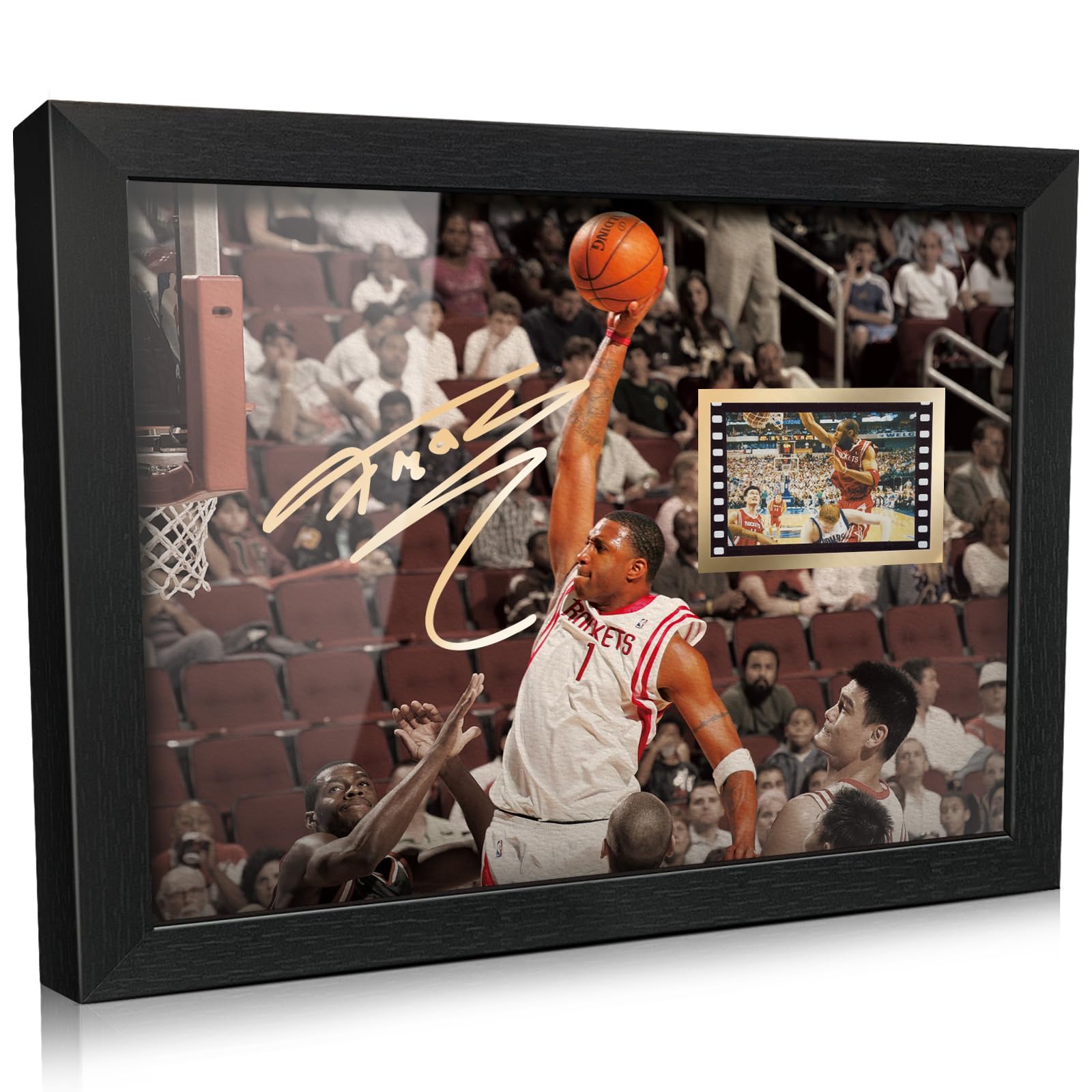 ORIMAMI Signed Basketball Tracy McGrady Picture Desktop Framed Photo Gifts 8x6 Inches,with 1x35mm Film Mini Cell Display,Basdketball Room Decor for Boys/Men
