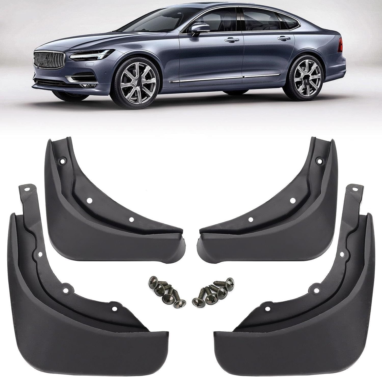 RESKIU 4PCS Mud Flaps for Volvo V90 S90 2016-2024, Splashproof No Drill Easy Install Front Rear Wheel Protection Fender Mudflaps All-Weather Splash Guards