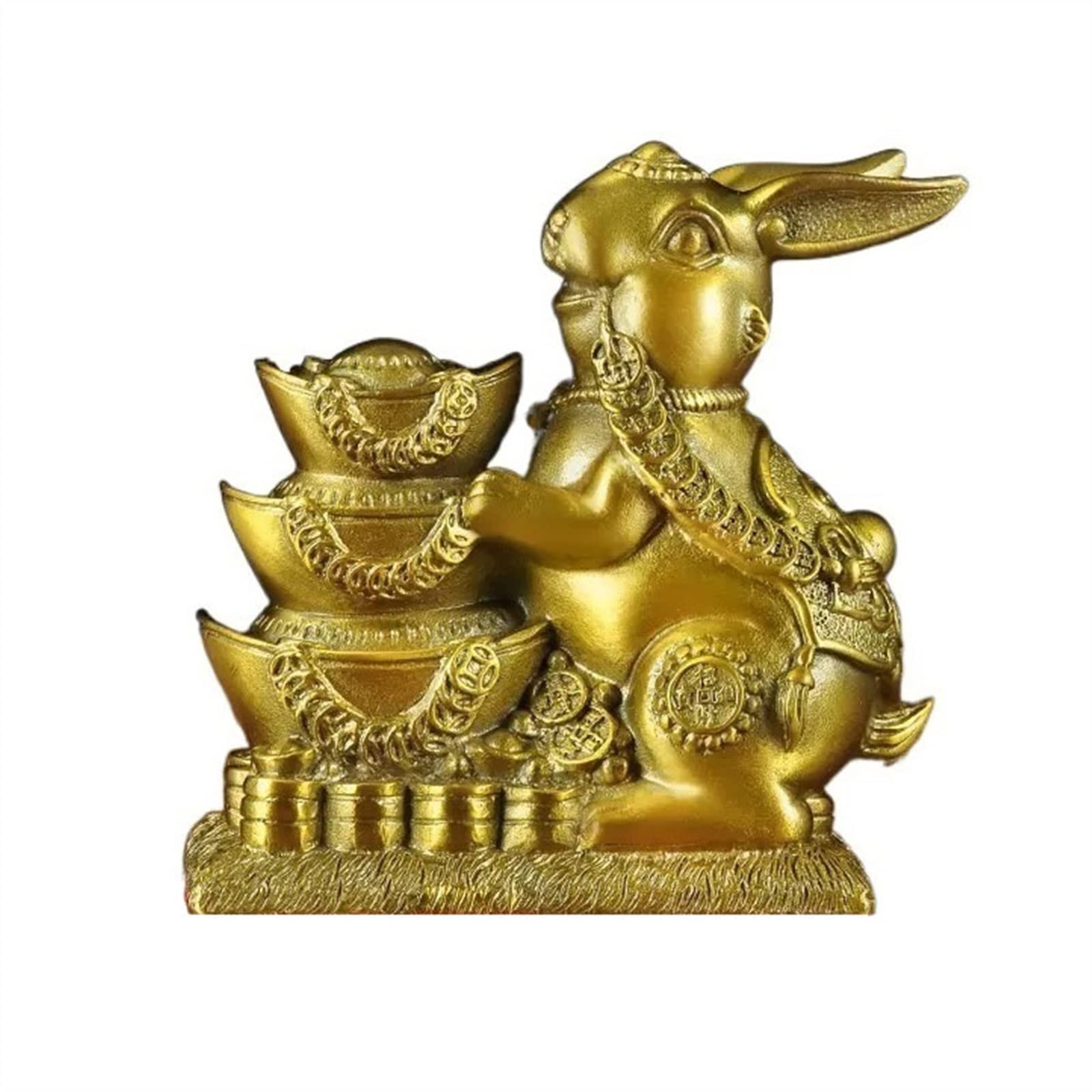 YNIYUJKL Feng Shui Buddha Statue Chinese Zodiac Rabbit Ornaments Copper Coin Rabbit Fortune Feng Shui Sculpture Office Study Decoration Crafts Desktop Decoration Ornaments