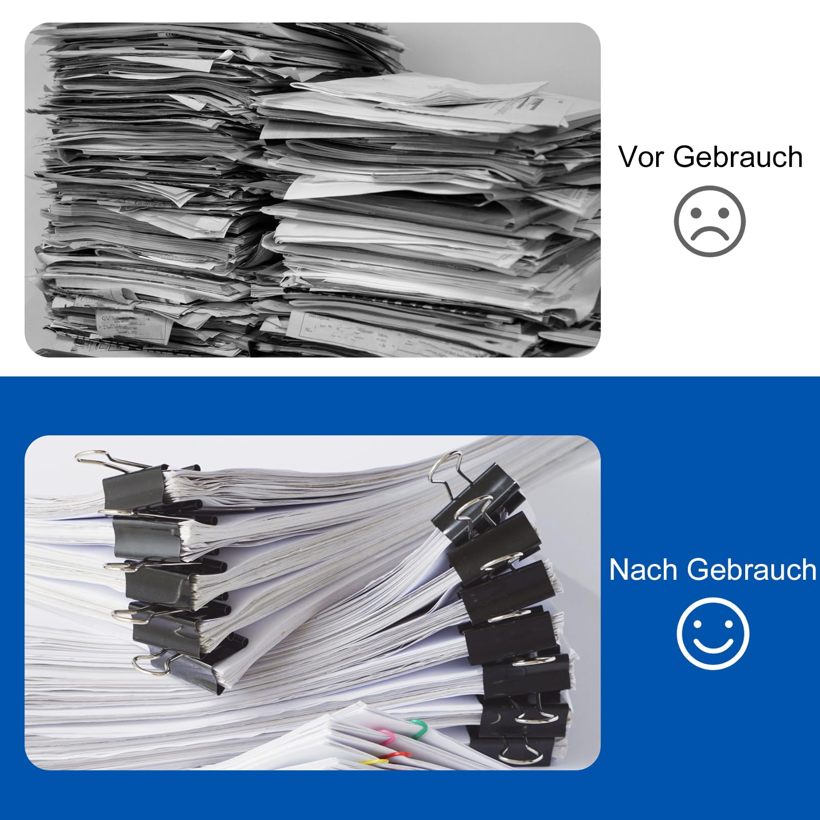 Mollette Pieghevoli Nere Set 115 – 15 mm, Metallo, Multiuso, Binder Clips per Ufficio Scuola Casa