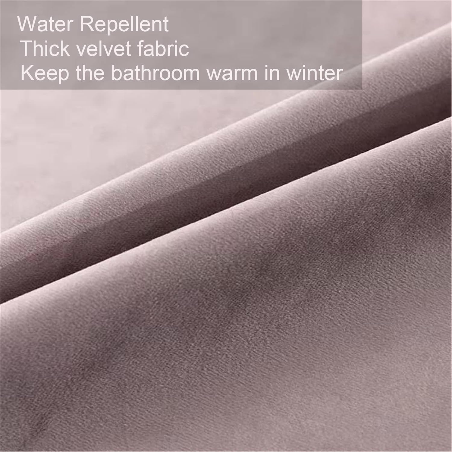 Thick Velvet Grey Shower Curtains for Bathroom, Luxury 280 GSM Heavy-Duty Fabric Shower Curtain with Hooks, Metal Grommets, Waterproof Shower Curtain for Showers, Bathtubs Hotels, 72 x 72 inches