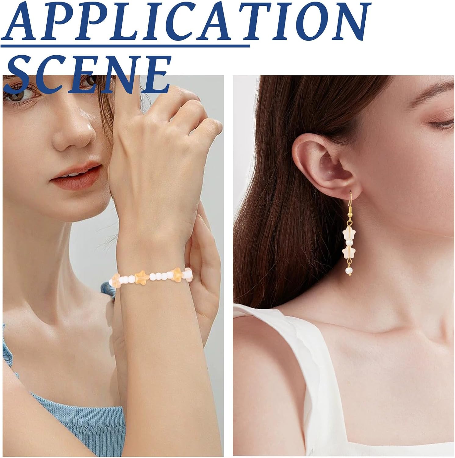 KISSITTY 100pcs Star Glass Beads Gold Crystal Bead with Glitter Center Drilled Loose Craft Beads 8mm for Jewelry Making Earring Bracelet Necklace DIY Crafts - Image 5