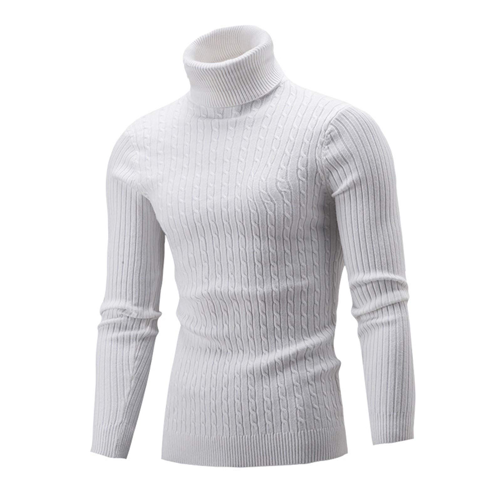 Pull à col roulé homme blanc protégeant du froid en taille 52 confortable - 4