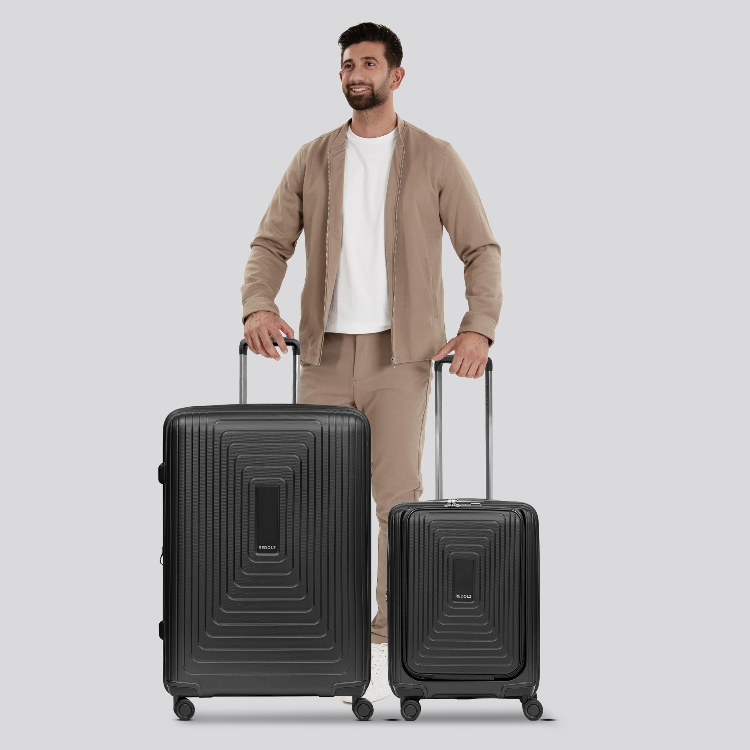 REDOLZ Hartschalen Koffer-Set 2-teilig Laptopfach L | 40 x 23 x 55 cm, 52 x 34 x 77 cm, Dehnfalte, Polypropylen, Essentials 14