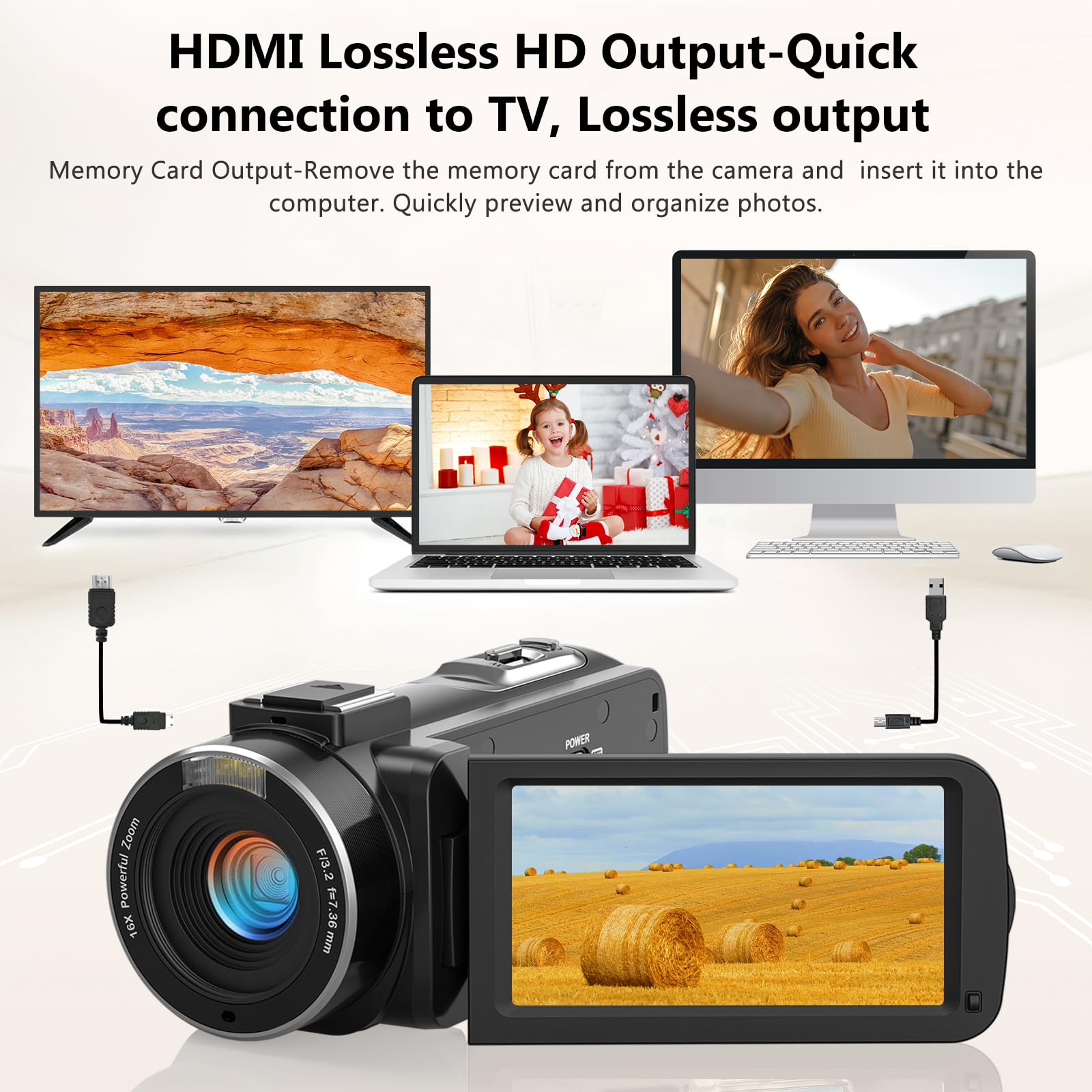Videocamera, videocamera 1080P, 36 MP, visione notturna IR, fotocamera digitale con 2 batterie, schermo IPS da 3,0 pollici, fotocamera Vlogging 30 FPS 16X zoom digitale per YouTube, registrazione