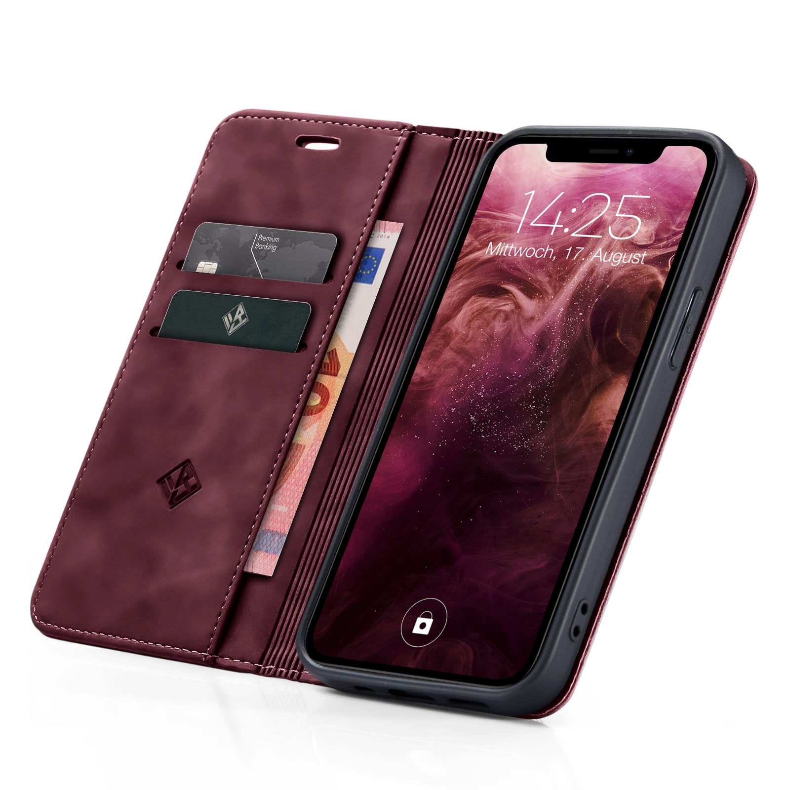 Custodia Pelle Nera Iphone Porta Carte Di Credito