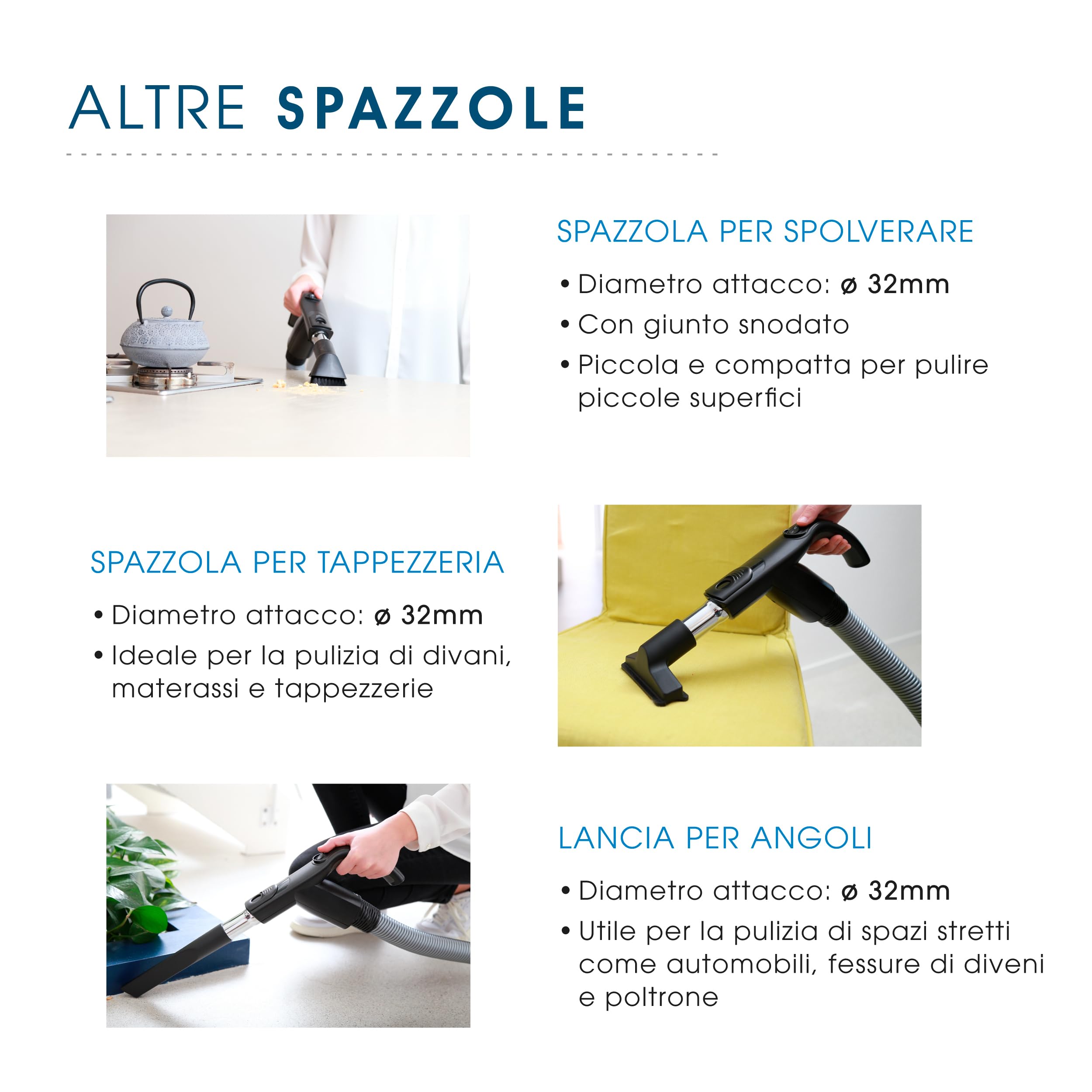 Set Tubo Flessibile e Kit Accessori per Aspirapolvere Centralizzato compatibile con Aertecnica Tubò, Sistem Air, Duovac, General D'Aspirazione GDA - Senza interruttore ON/OFF (12 metri)