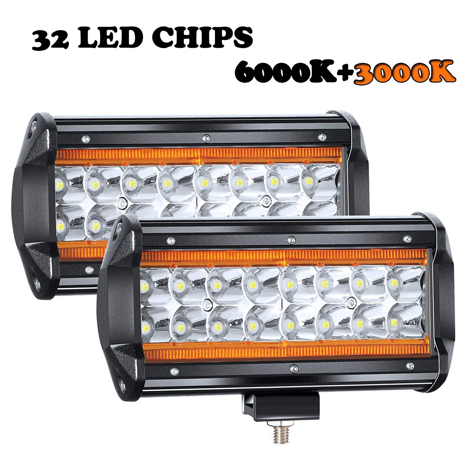 Buy EmotoV Pair 7” LED Light Bar Amber Marker Lights 7Inch 240W 24000LM