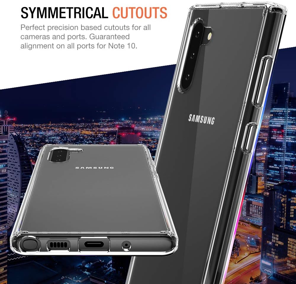 Trianium Clarium Case Designed for Galaxy Note 10 Case (2019, 6.3" Display Phone) - Reinforced Corner TPU Cushion and Hybrid Rigid Clear Back Plate Protection Cover - Clear