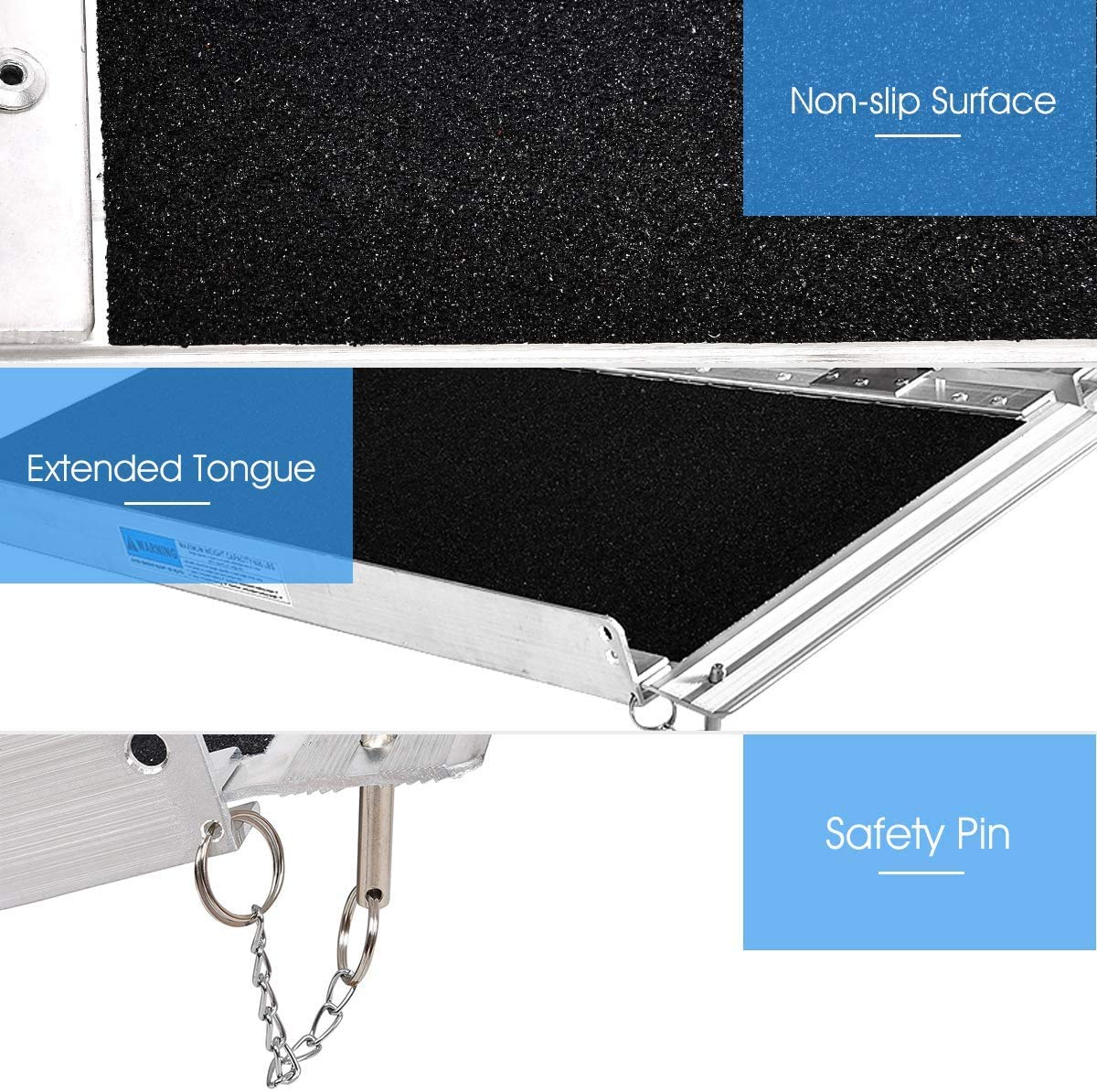 Goplus MultiFold Aluminum 3' NonSkid Wheelchair Ramp Mobility Scooter Extra Wide Ramp (3' x 30