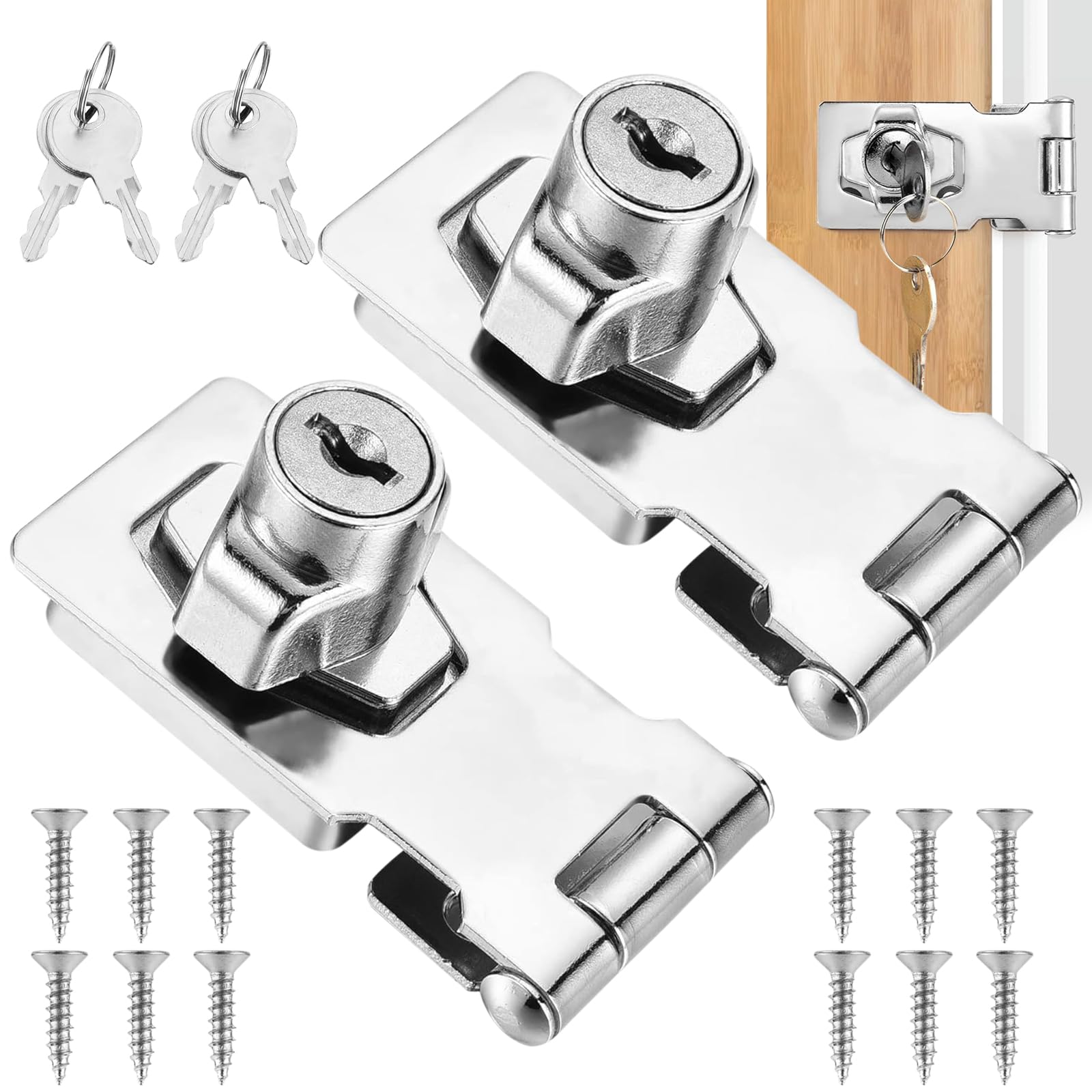 2 Serrature Hasp In Metallo Nero | Lucchetto Per Armadietti E Cancelli | Con Chiavi E Viti - Foto 11