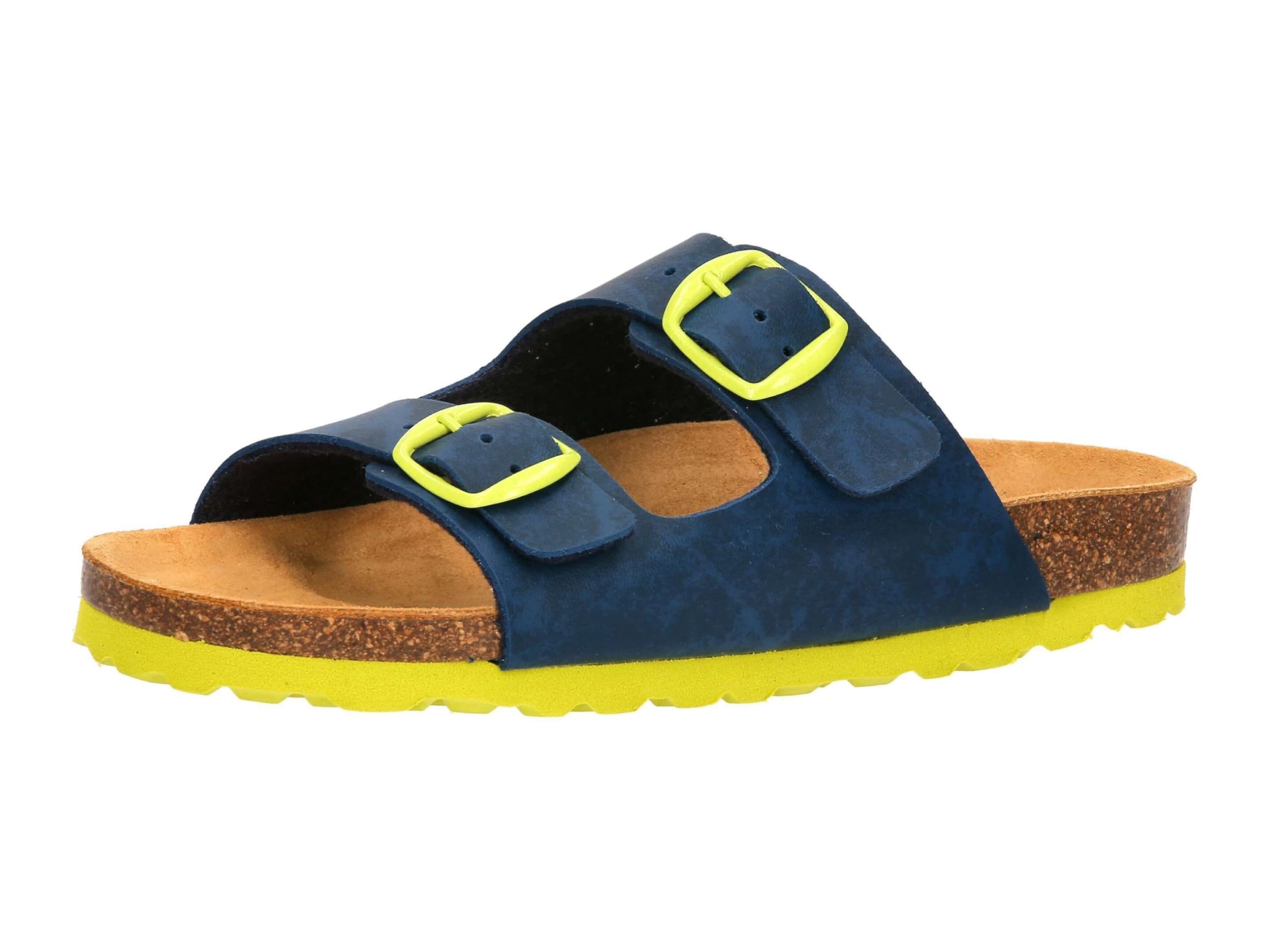 Lico Bioline Kids Pantoletten 2-Schnaller, Blau/Lemon, 30 EU