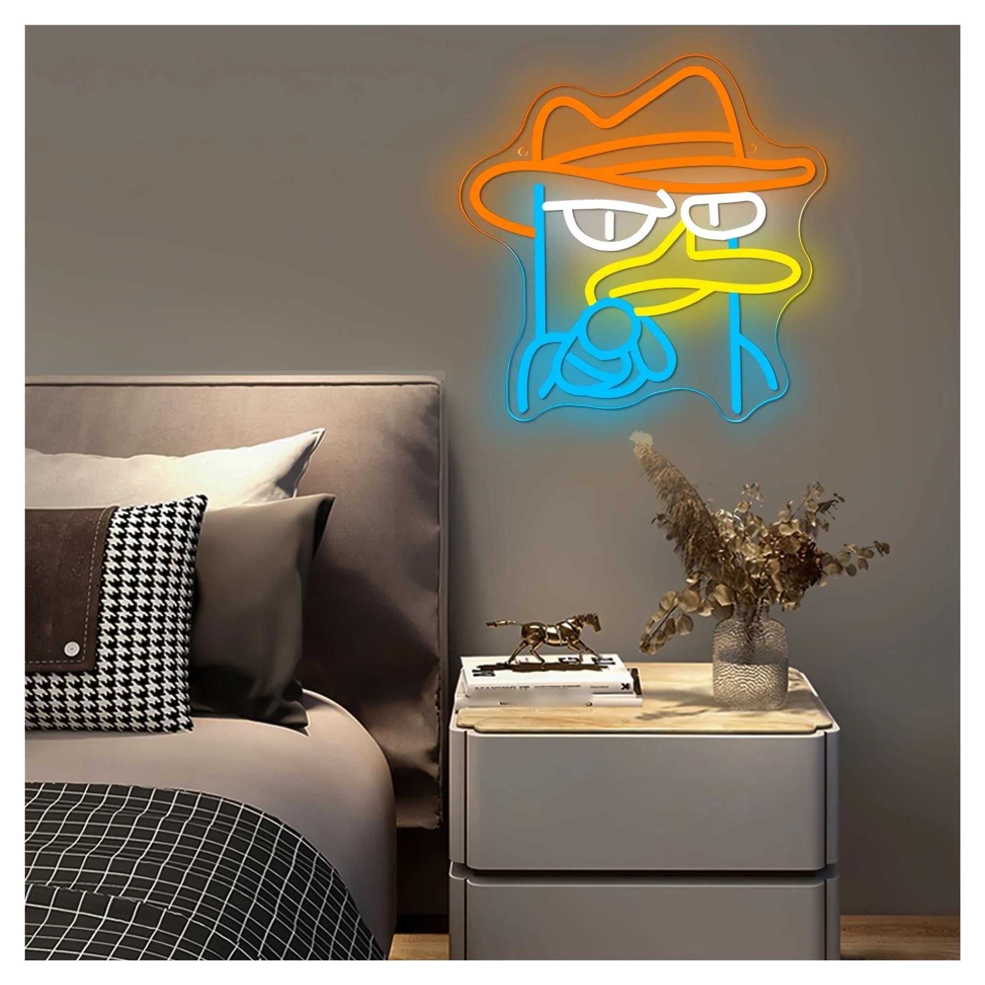 néon signe Enseigne Lumineuse En Forme D'oiseau Intensité Variable, Alimentée Par USB, Pour Chambre À Coucher, Salle De Jeux, Salon, Décoration Murale 12.9inx12.9in