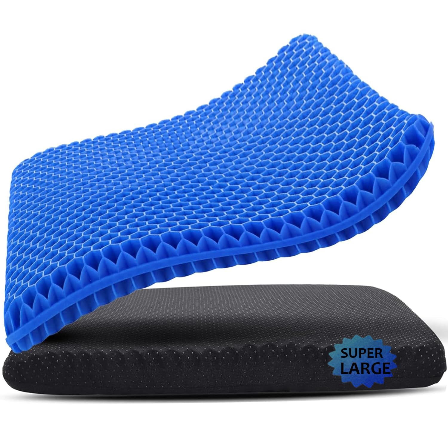 Helishy Gel Seat Cushion, 19x19inch Super Large Gel Cushion Pressure Pain Relief Seat Cushion for Long Sitting, Soft Breathable Gel Chair Pads for