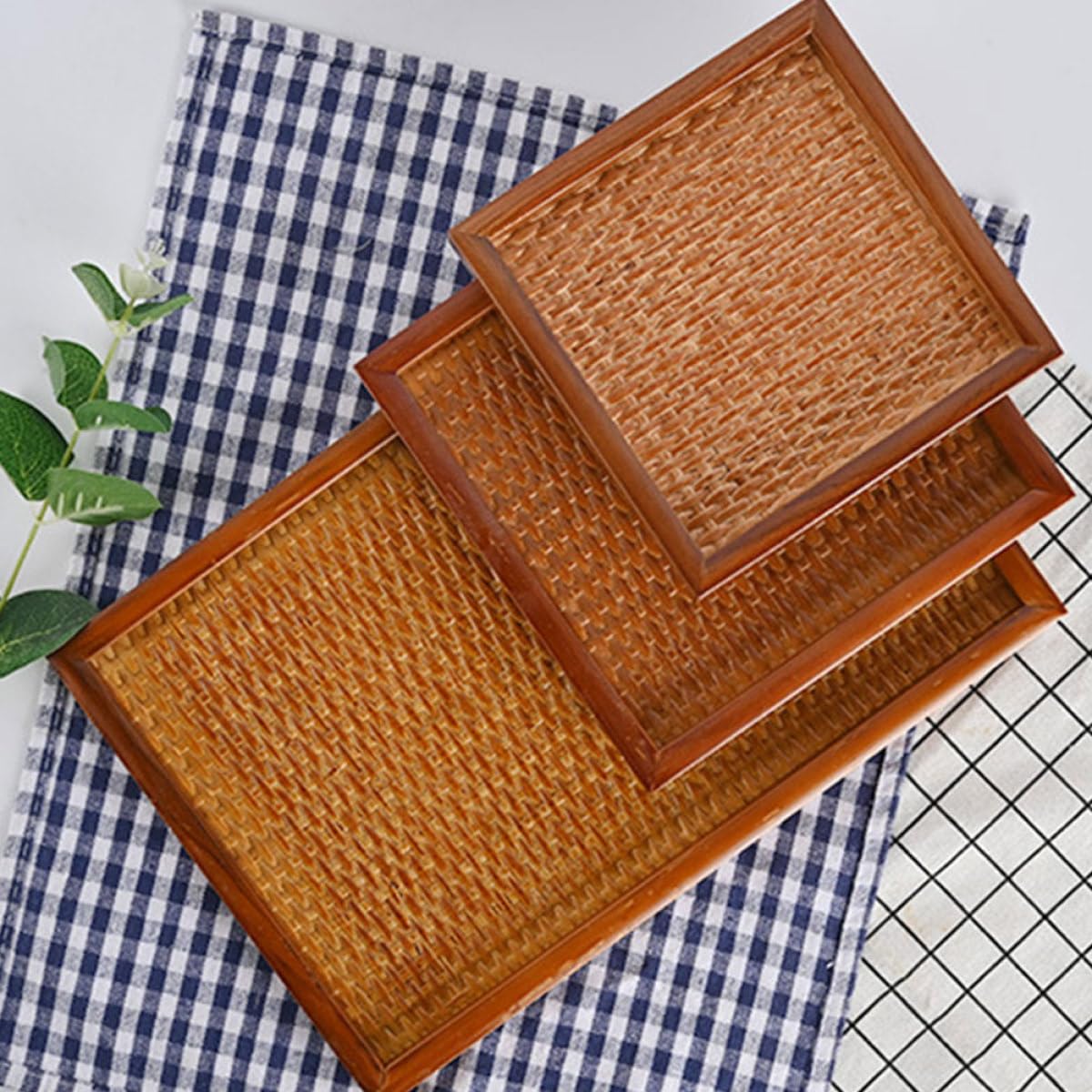 Drewniana taca na herbatę 30 x 20 x 2 cm – wielofunkcyjna taca do serwowania do salonów piękności i spa gładkie wykończenie, idealna na desery i herbatę, wzór z naturalnego drewna