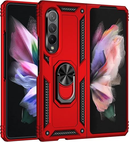Miniatura 10 de Compatible con Galaxy Z Fold 3 Ring Case, para Samsung Galaxy Z Fold 3 Slim Funda magnética delgada de protección completa PC duro con cubierta