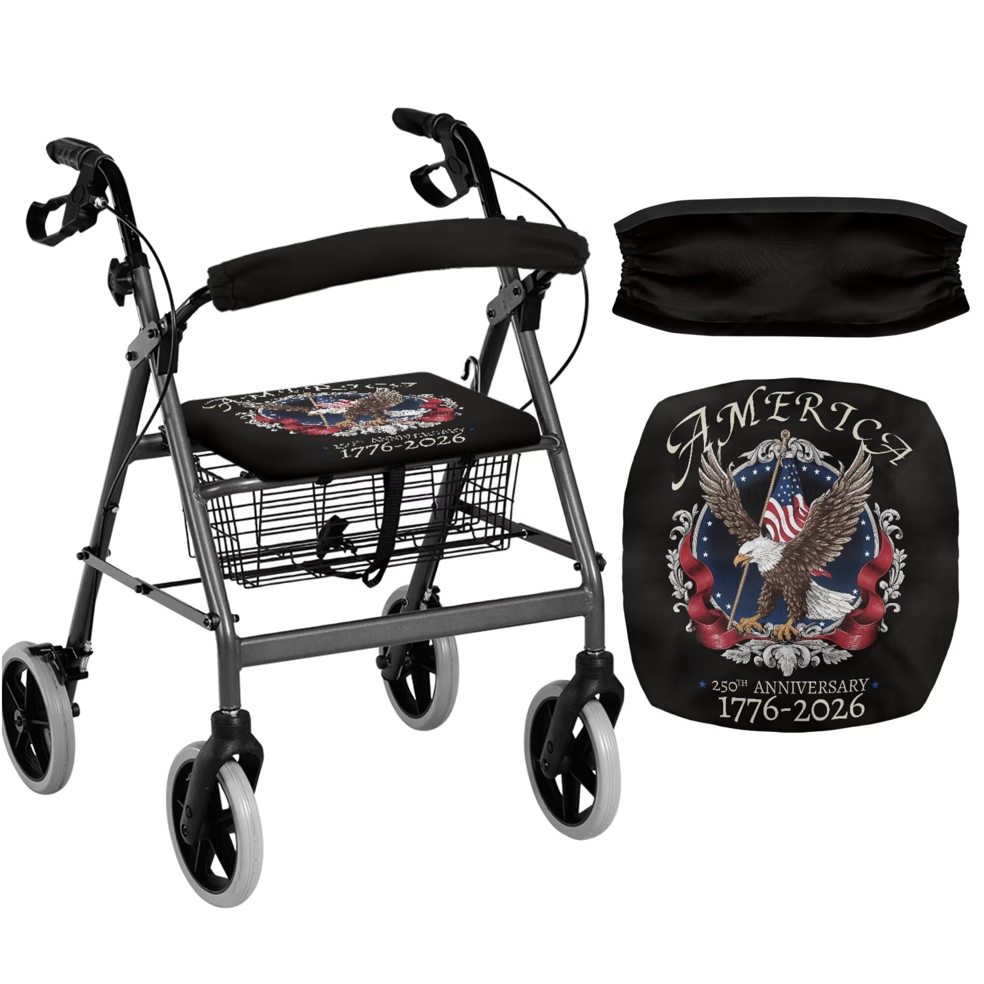 White Marble Walkers for Seniors Cover Universal Fit Walker Accessories Walkers for Seniors with Seat Cover Washable Rollator Covers — Amazon image 17
