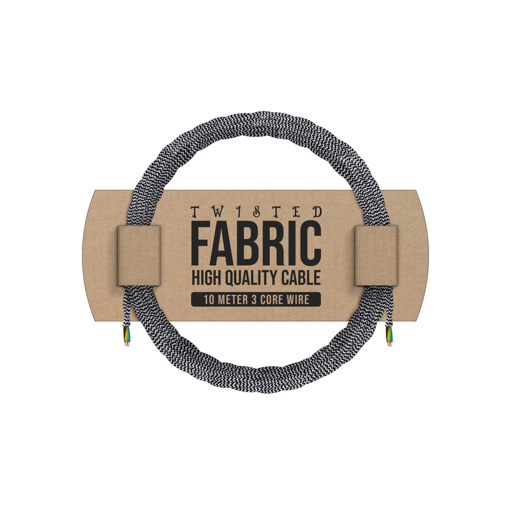 10 Meter Vintage 3 Core Black and white Colour Twisted Electric Cable Fabric Covered Wire Italian Braided 0.75 mm Electrical Cable Flexible Wire for Lighting Other Appliances