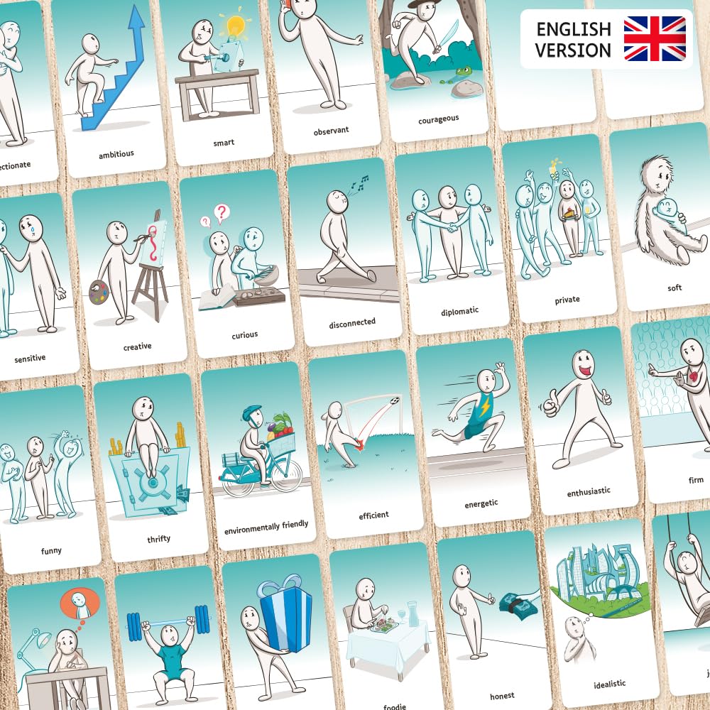 Comitys | The Qualities Game | Lingua: Inglese | 64 flashcard and 256 Qualities | Non-Violent Communication Teaching Tool | Build Self-Esteem