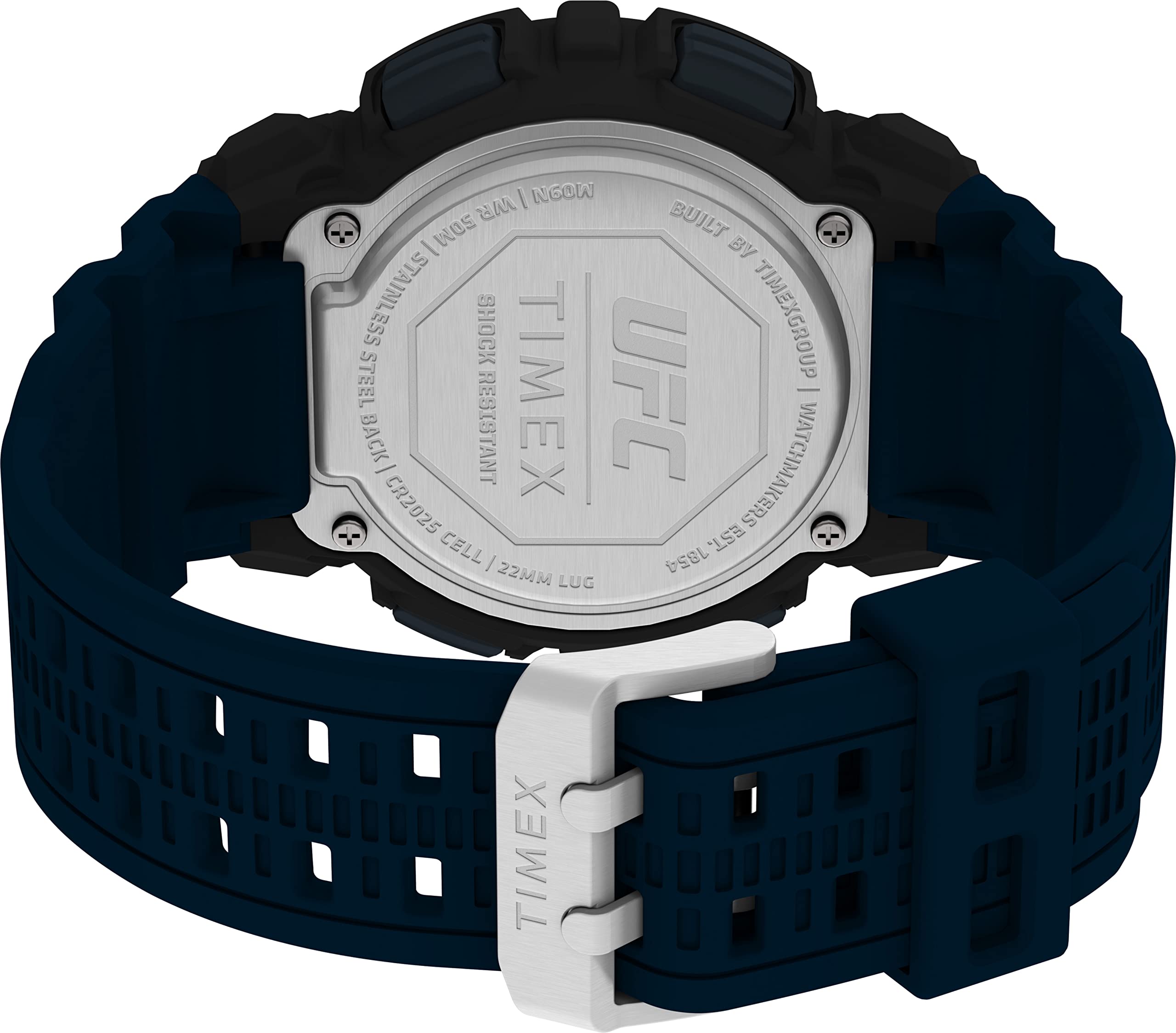 Timex UFC TW5M53400 męski zegarek z czarnym paskiem z żywicy 50 mm, Czarny, Pasek.