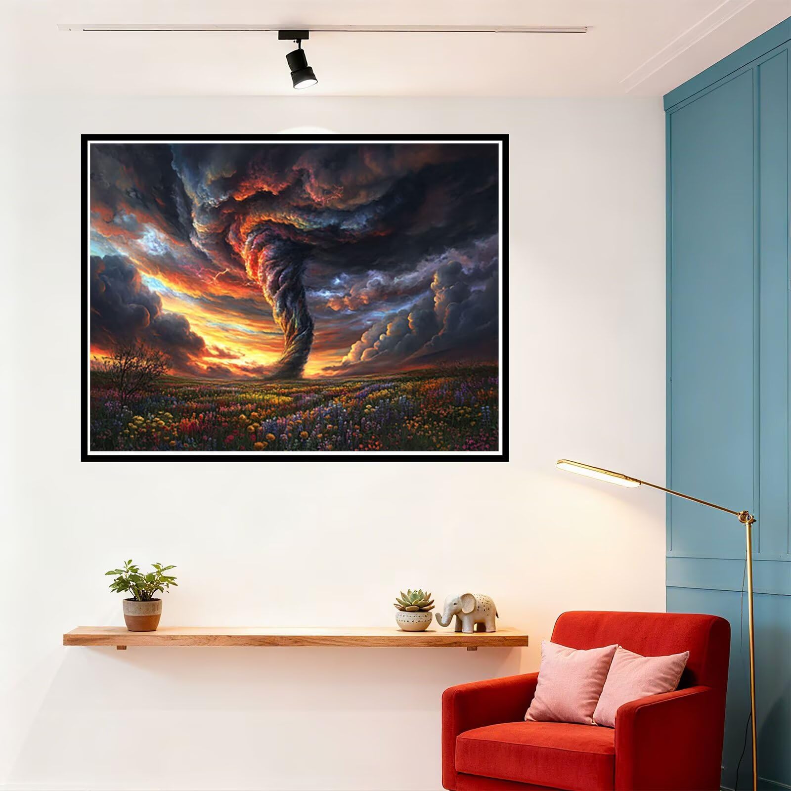 Blume Malen Nach Zahlen Erwachsene Landschaft Malen Nach Zahlen Kinder ab 7, DIY Set Erwachsene Bastelsachen Kreativ Set für Kinder Geschenke für Männer, Weihnachten Halloween Deko 60x80cm H - 914