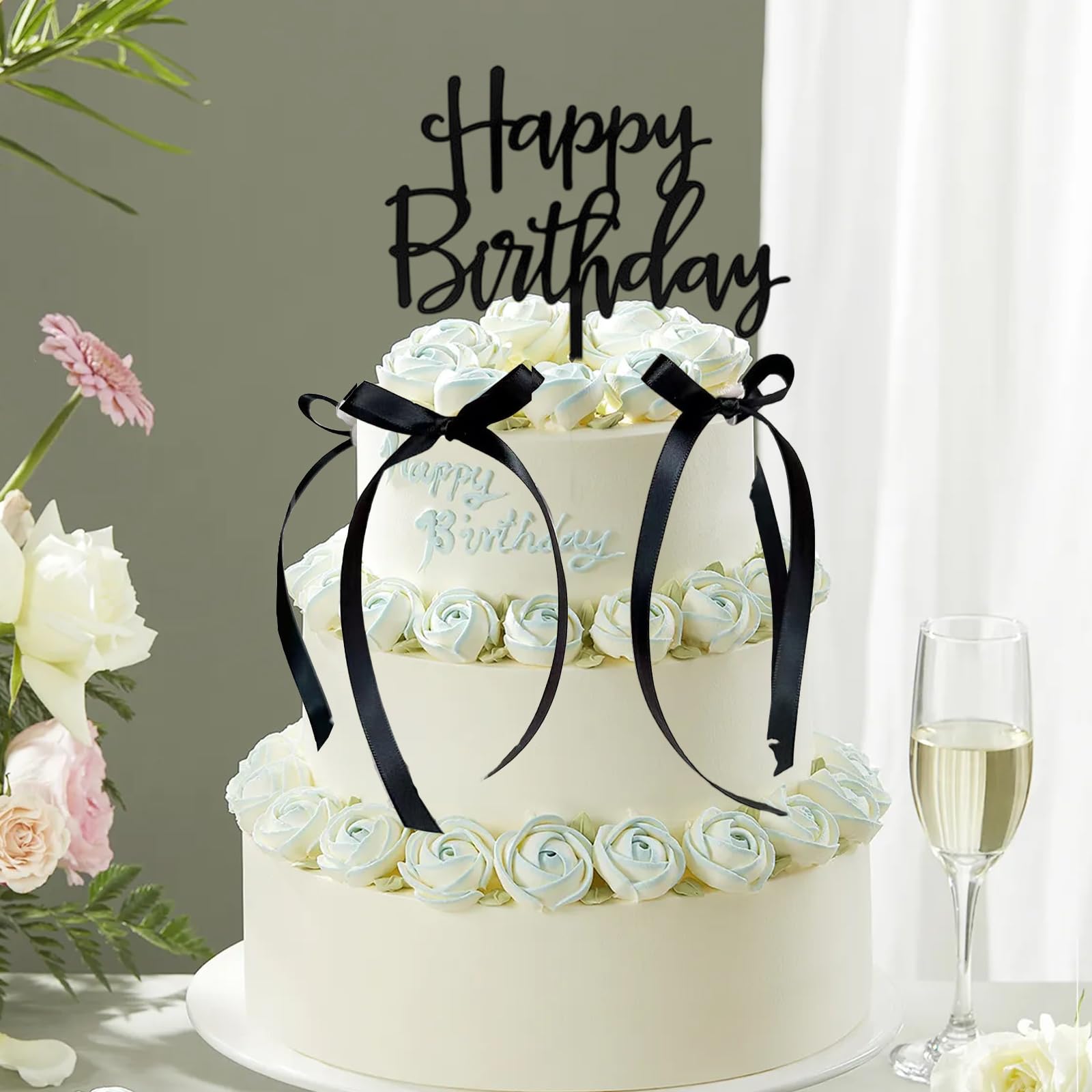 Lot De 7 Décorations De Gâteau à Paillettes Noires Pour 40e