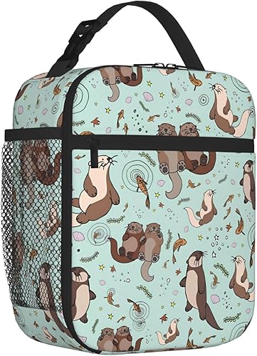 Miniatura 8 de Bolsa de almuerzo con aislamiento de nutrias para mujeres y hombres, reutilizable, a prueba de fugas, bolsa enfriadora para el trabajo de oficina