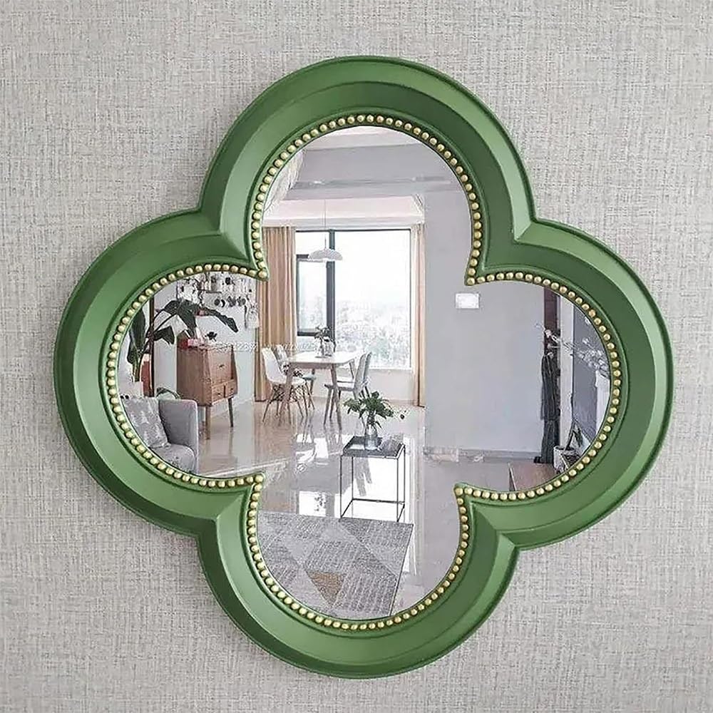 SXFSDOU Vintage Decorative Mirror, Large Bathroom Mirror 31x31inch, Four-Leaf Clover Shaped Makeup for Wall, Vanity Entryways Home Decor(4,80x80cm/31x31inch)