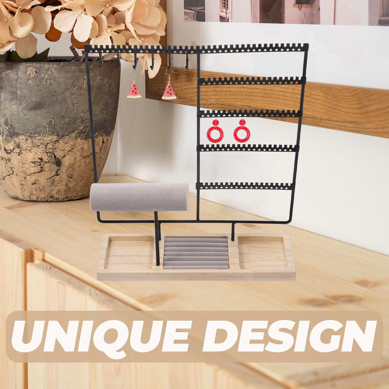 Espositore Gioielli con Base Organizer per Collane e Bracciali Supporto Stabile per Gioielli da Design Nero