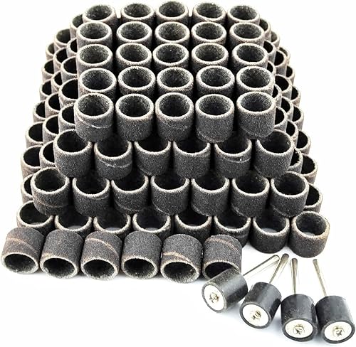 Merryland Banda de lijado de tambor para Dremel 184 piezas, 120 # 1/2 pulgada manga de lijado 180 piezas y mandril 4 herramientas rotativas