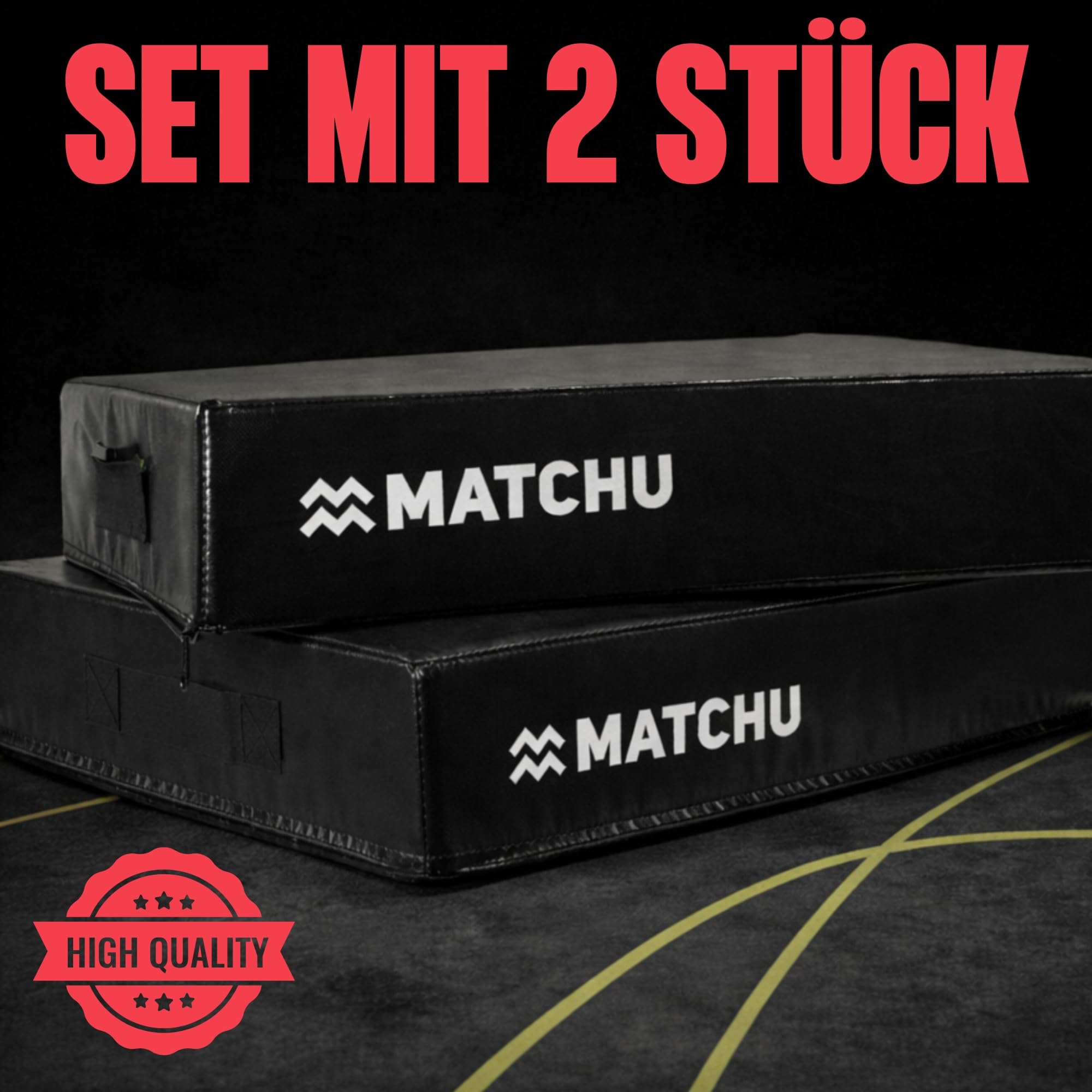MATCHU - Drop Pads - 2er Set - Hochwertige Dämpfung - Strapazierfähiger Schaumstoff - Strapazierfähiger PVC Bezug - 75x57x15 cm - Schwarz