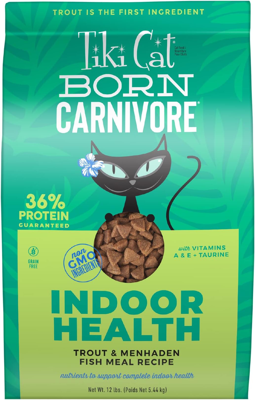 Tiki Cat Born Carnivore Dry Cat Food, Trout & Menhaden Fish Meal, 12 lb Bag