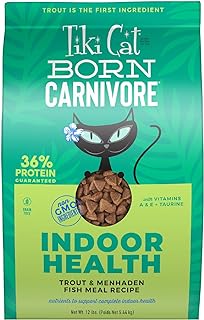 Tiki Cat Born Carnivore Indoor Health Dry Cat Food, Trout & Menhaden Fish Meal, 12 lbs. Bag