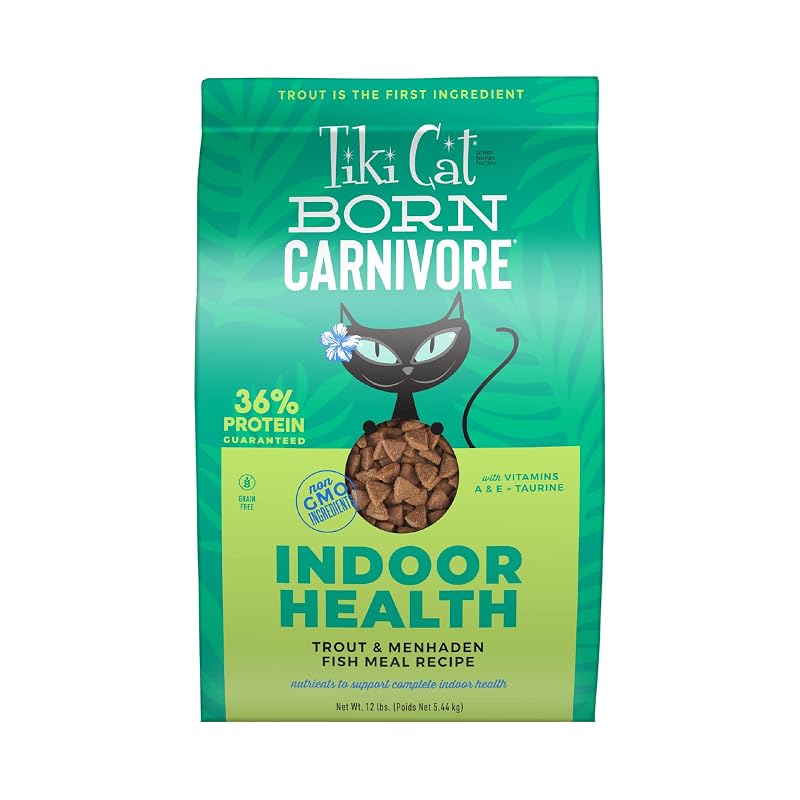 Ração seca para gatos de interior com truta e farinha de peixe menhaden TIKI PETS – 5,45 kg