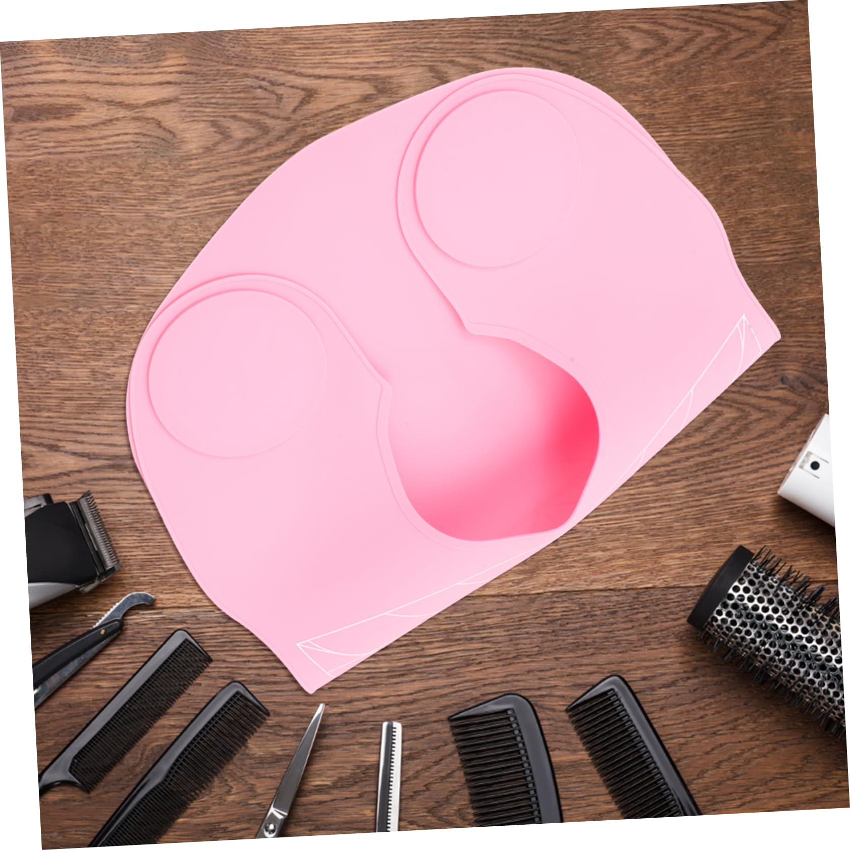 Capa de Corte de Pelo de Silicona Rosa, Guía para Peluquería Cobertura Grande, Protege del Tinte Permanente en Salón