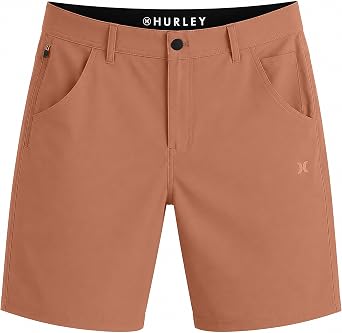 Hurley Mens Shorts, 4-Way Stretch Lightweight Quick Dry Trek Hybrid Shorts for Men with Pockets - Orange 32