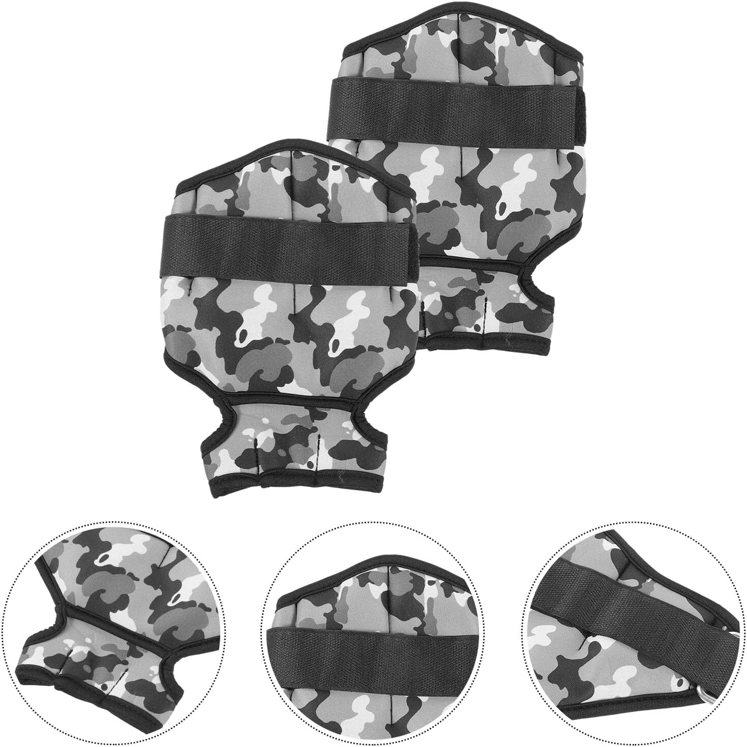 Adjustable 1 Pair Ankle and Wrist Weights 1kg Camouflage Grey Breathable Leg Training Exercise Belt for Fitness Workout and Running