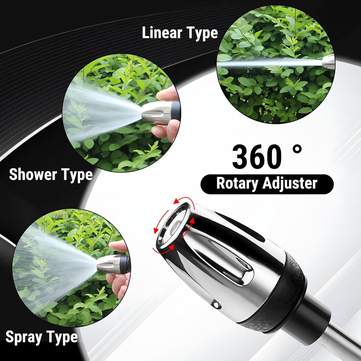 Pistolet Haute Pression pour Tuyau de Jardin, Nettoyeur Haute Pression réglable, avec longue canne & accessoires, multiples effets de pulvérisation, idéal pour voiture, jardin & terrasse