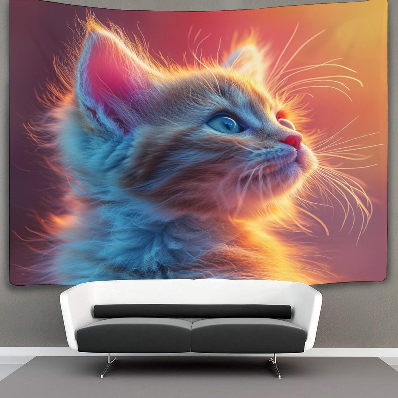 kaiyun 130cmx150cm Tapestry Cat Tapestries Animal 3D Printing Wall Hanging Home Decorations