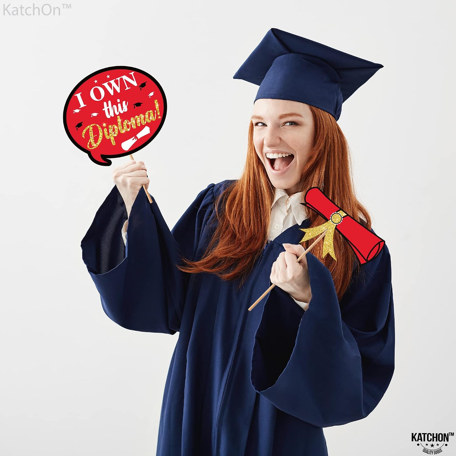 KatchOn, Graduation Photo Booth Props 2026 - Glitter, Pack of 30 | Red and Black Graduation Photo Props | Graduation Props for Red and Black Graduation Decorations 2026, Congrats Grad Decorations