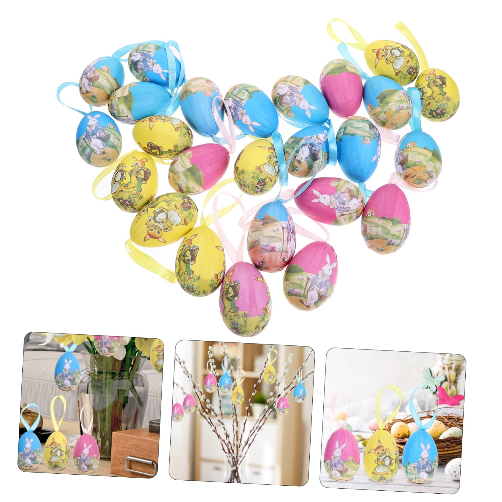 MAGICLULU 5 Sätze Hängende Osterverzierung Füllstoffe Doppelt Weihnachtliche Tischdeko Weidenkörbe Ostereier Easter Egg Decoration Ornament Dekorative Osterdeko Schaum 25 Stück * 5