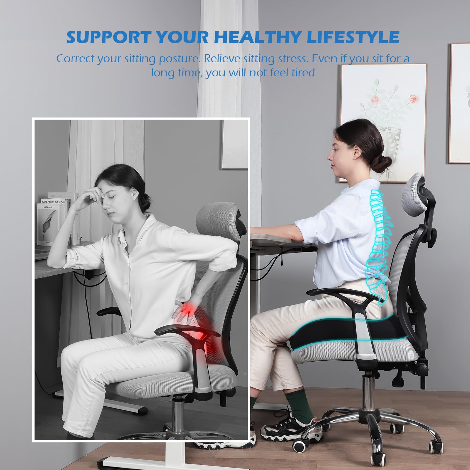 Zamufo Cuscino Memory Foam Per Dolore Al Coccige | Ergonomico Con Taglio Sagomato | 43x35x7.6 Cm | Fodera Lavabile