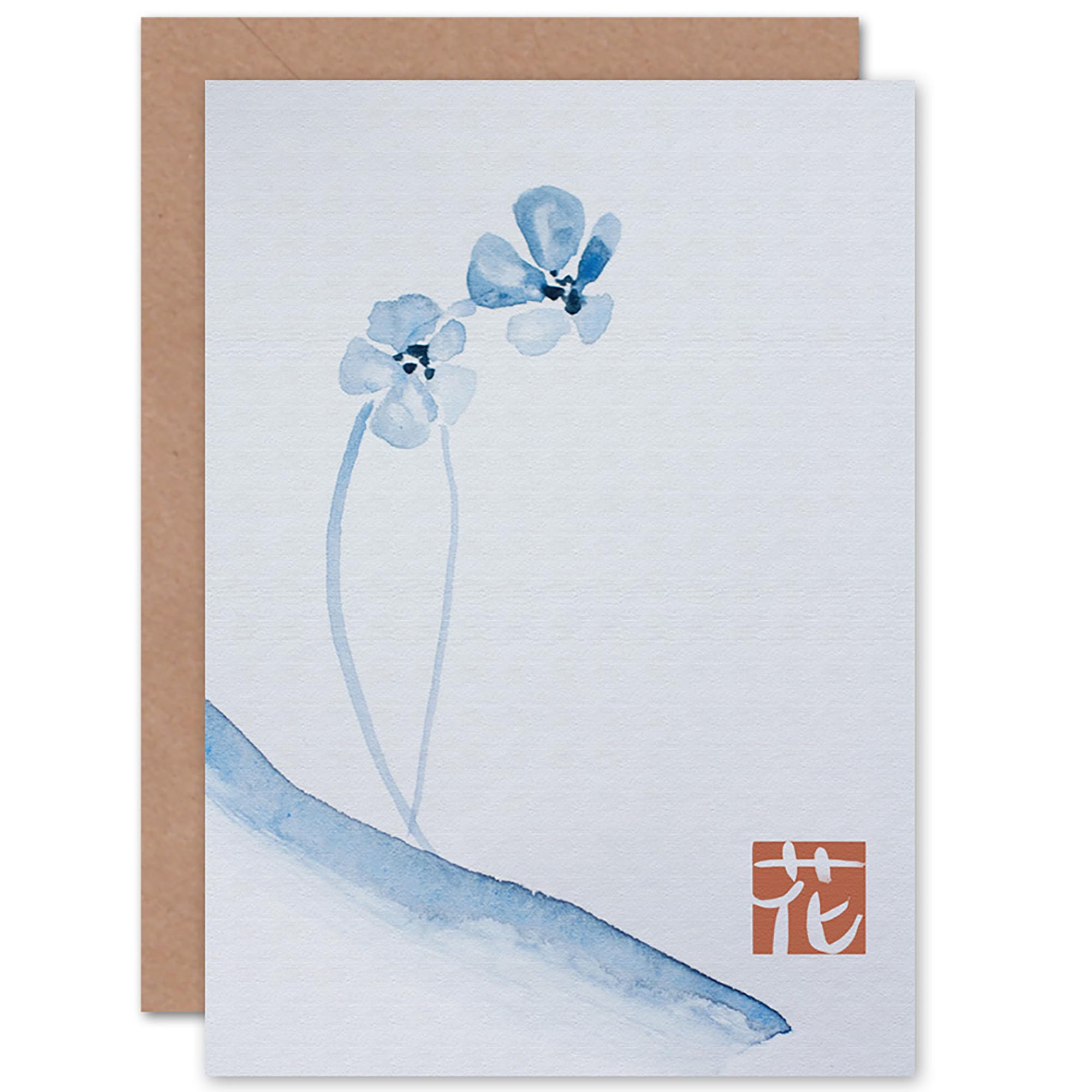 Artery8 - Greeting Card - Watercolour Flower - Blue