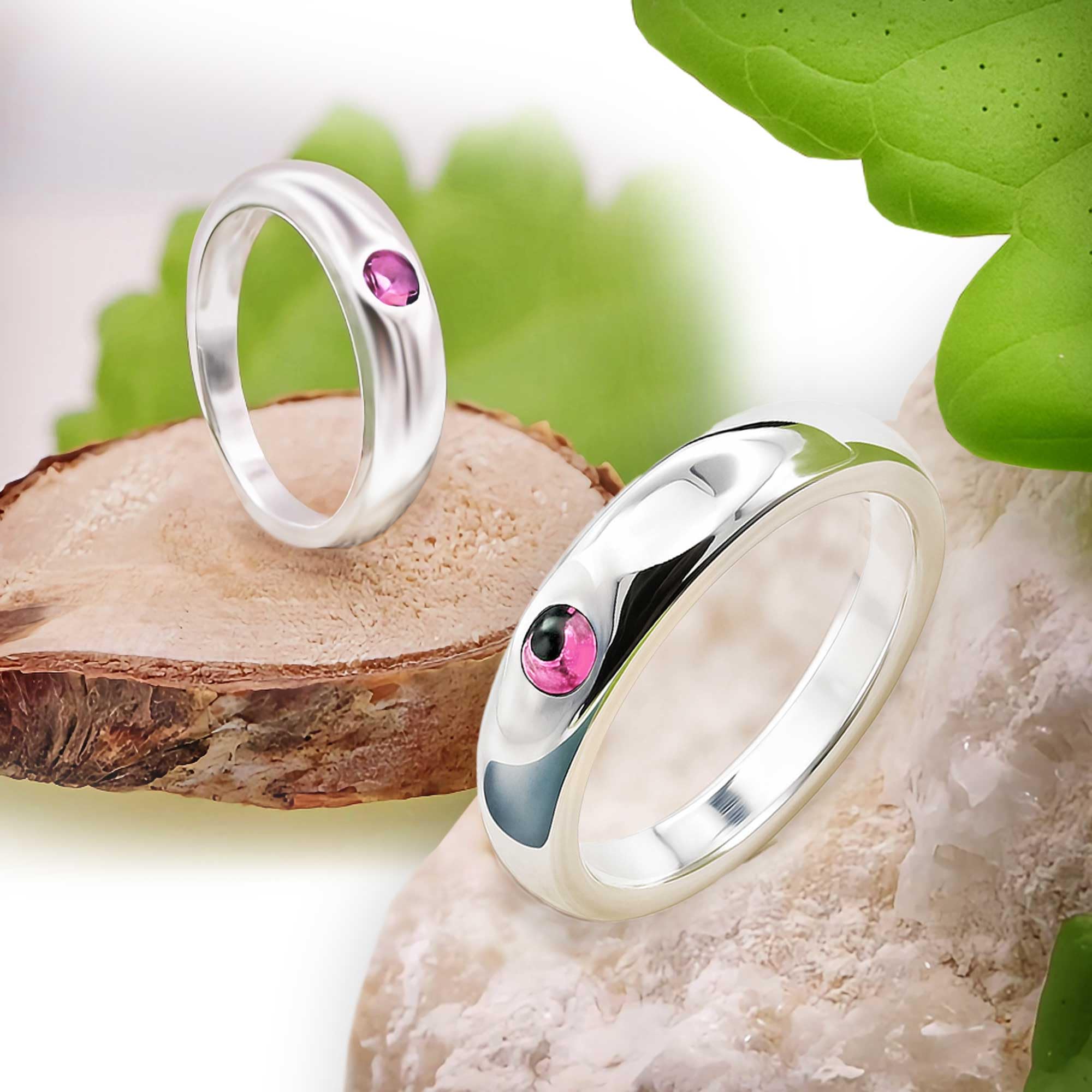 CLEVER SCHMUCK Mädchen Taufkette Silber Taufring + Zirkonia rosa glänzend & Panzerkette 36 cm STERLING 925 Taufgeschenk im Etui