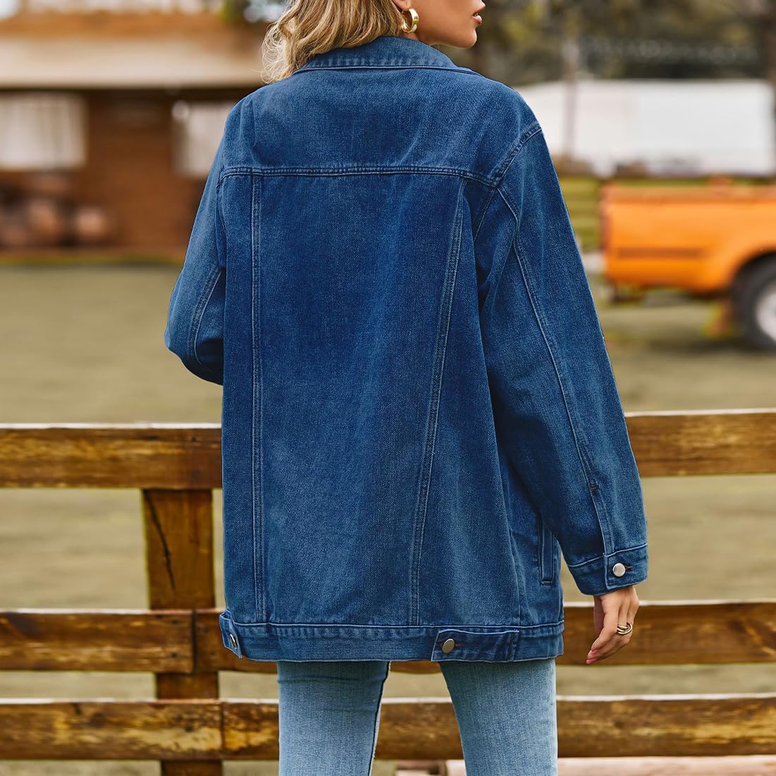 Women's Denim Jackets Casual Button Down Long Sleeve Oversized Jean Jacket for Women Denim Shirts with Pockets