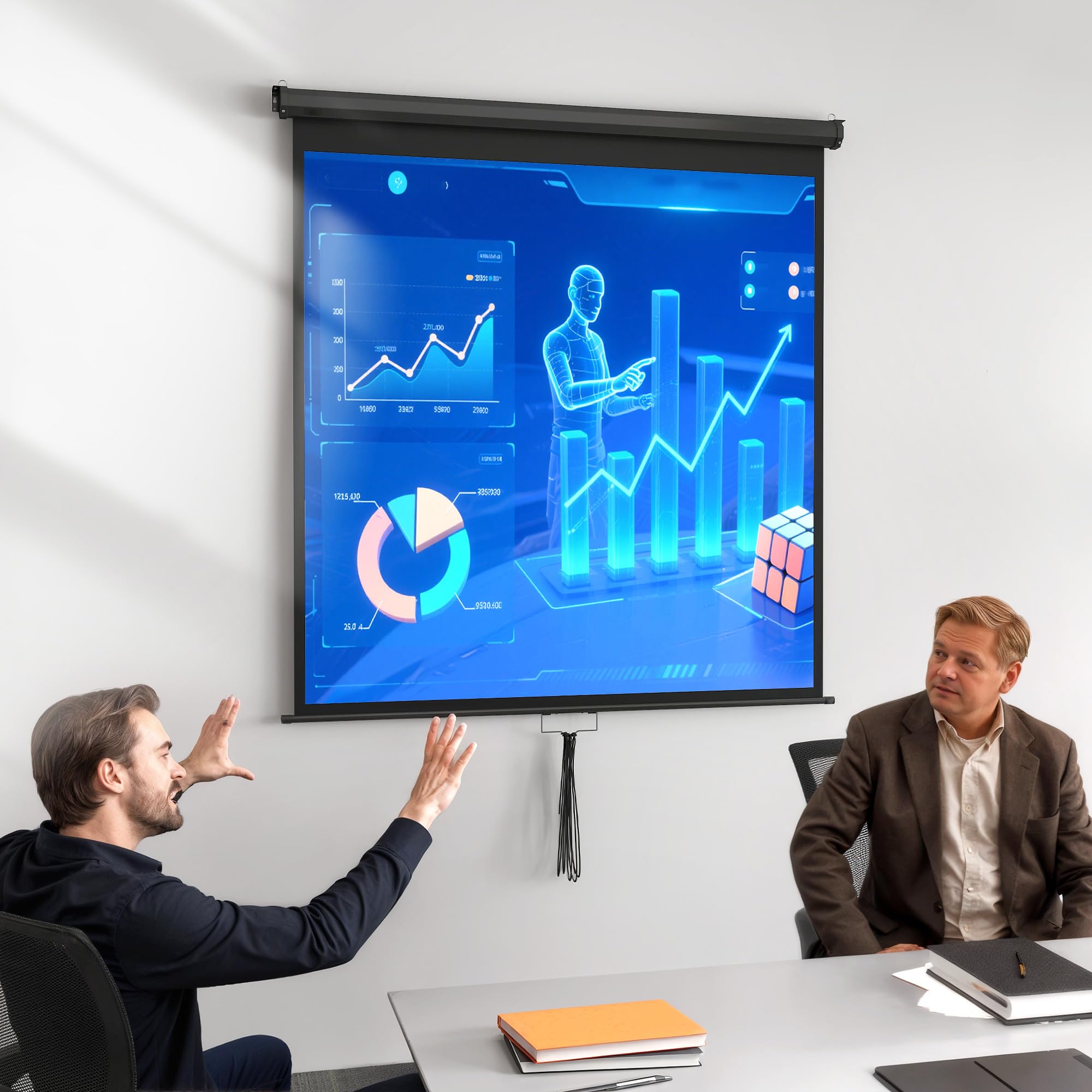 HOMCOM Schermo per proiettore, 152 x 152 cm, 85 pollici, 1:1, HD, 4K, per home theatre e presentazioni in ufficio