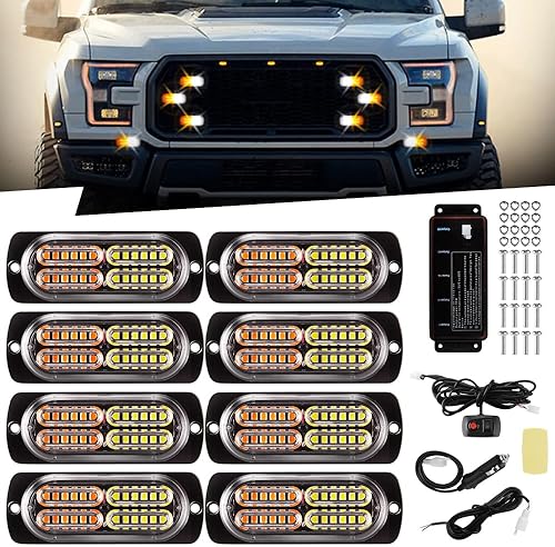 Sidaqi Luces estroboscópicas LED para camiones, vehículos, SUV, 12-24 V, advertencia de emergencia, construcción de peligro, función de