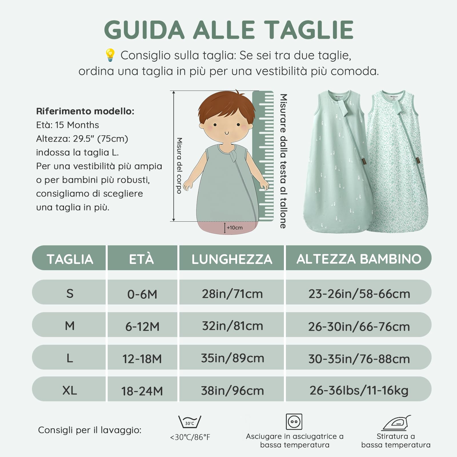 Mosebears 0.5 Tog Sacco Nanna in Cotone per Neonati, Estate - Per Bambini e Bambine
