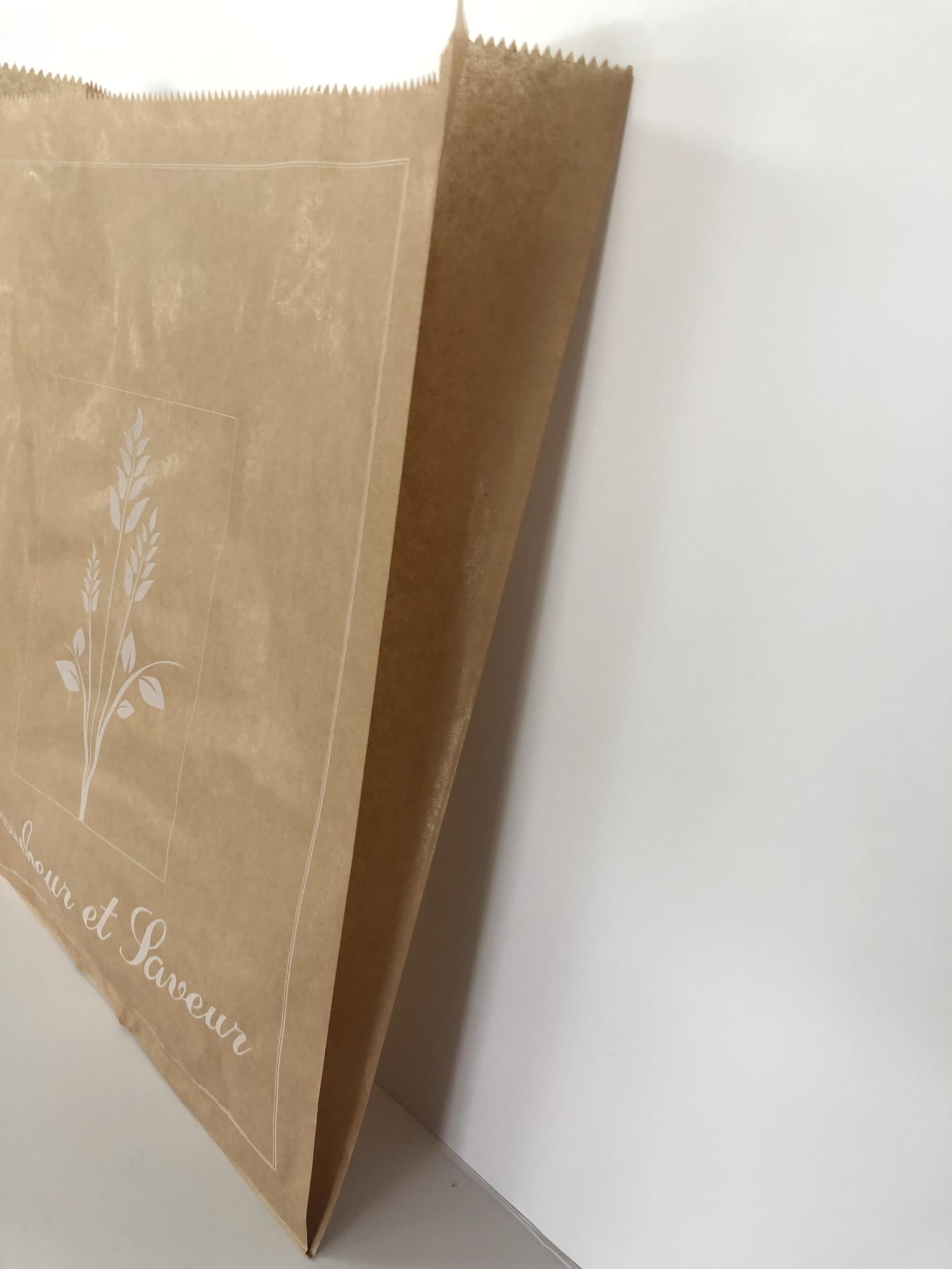 Sacs brioches papier kraft brun inscription « Fraîcheur et saveur » 260 + 85 X 350 mm 30g 1000 sacs viennoiserie brioche pâtisserie boulangerie
