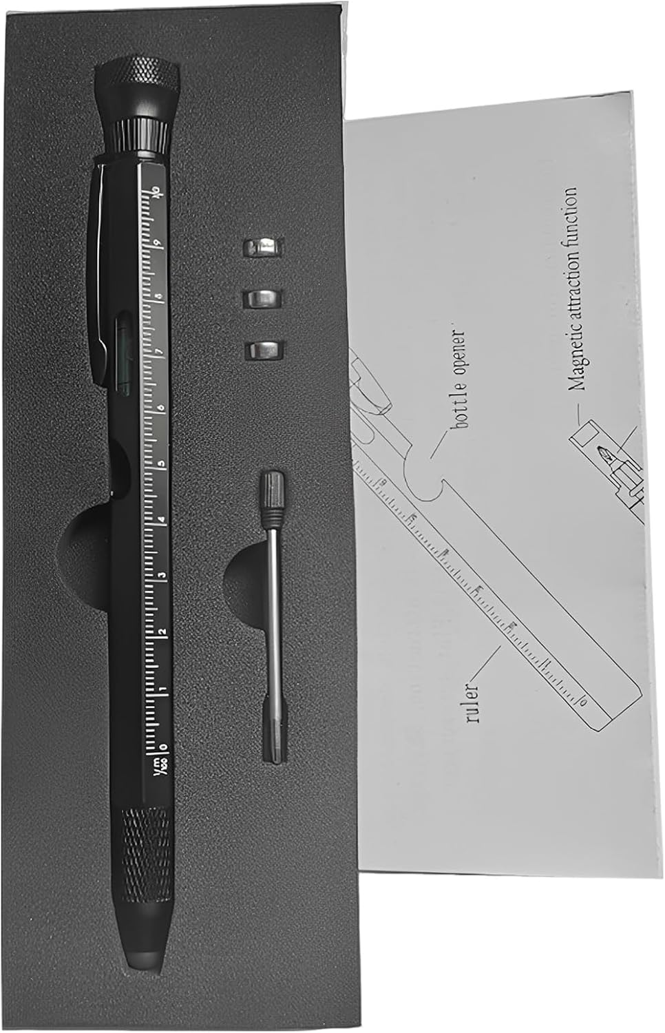 Multi Tool Pen Set, 12 in 1 Multi-tool Pen for Men with LED Light, Ruler, Level, Screwdriver, Bottle Opener and Massage Top, Cool Gifts for Men for Christmas Father's Day Birthday Gadgets